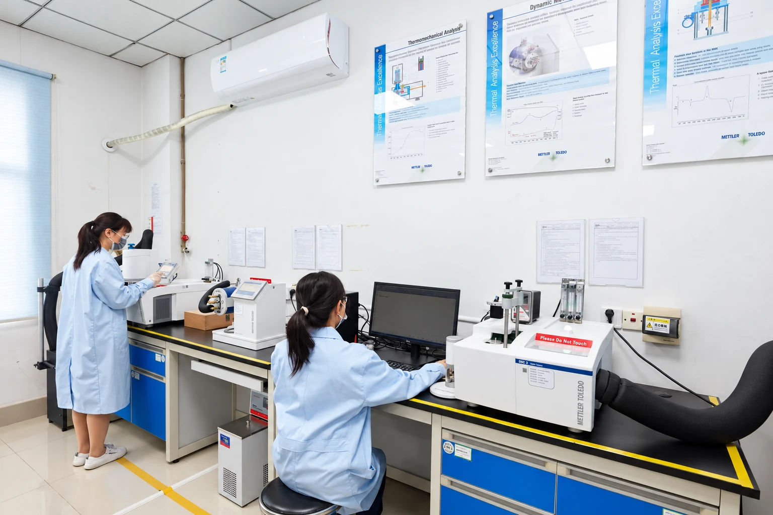 Engineers conducting material analysis in the research institute